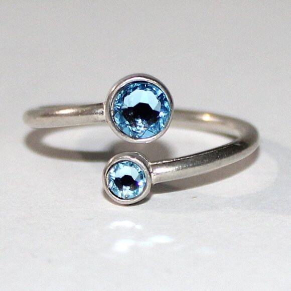 Alex and Ani Jewelry - Alex and Ani Sterling Silver Light Blue Crystal By Pass Ring